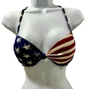 Xhilaration USA Flag Push-Up Halter Bikini Top Stars & Stripes Medium